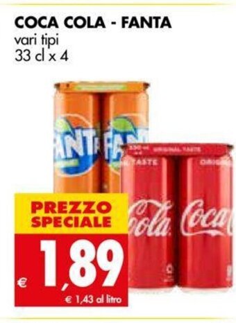 Tigros Coca Cola Fanta 33cl x 4 offerta