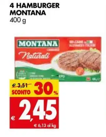 Tigros 4 Hamburger Montana 400g offerta