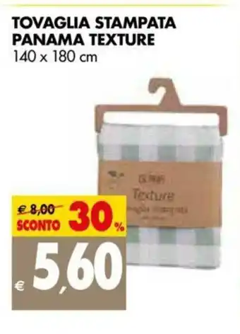Tigros Tovaglia Stampata Panama Texture 140 x 180cm offerta
