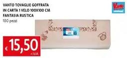 Famila Vanto tovaglie goffrata in carta 1 velo 100x100 cm fantasia rustica offerta
