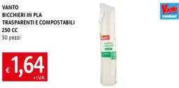 Famila Vanto bicchieri in pla trasparenti e compostabili 250 cc offerta