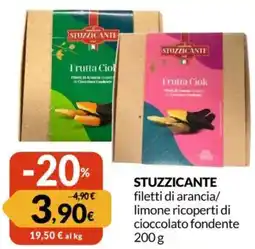 Famila STUZZICANTE filetti di arancia/ limone ricoperti di cioccolato fondente offerta
