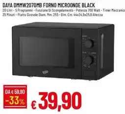 Galassia DAYA DMMW2070MB FORNO MICROONDE BLACK offerta