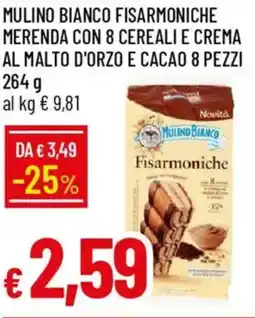 Galassia Mulino bianco fisarmoniche merenda con 8 cereali e crema al malto d'orzo e cacao 8 pezzi offerta