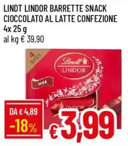 Galassia Lindt lindor barrette snack cioccolato al latte confezione offerta