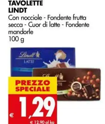 Tigros Tavolette Lindt 100g offerta