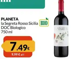 Famila PLANETA la Segreta Rosso Sicilia DOC Biologico offerta