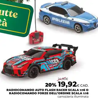 Radiocomando auto flash racer scala 1:16 o radiocomando forze dell'ordine scala 1:16