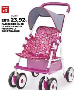 Extracoop Passeggino cuor di mamy 6 ruote pieghevole con parasole offerta