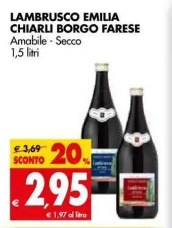 Lambrusco Emilia Chiari Borgo Farese 1m5litri