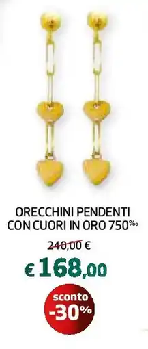 Extracoop Orecchini pendenti con cuori in oro 750% offerta