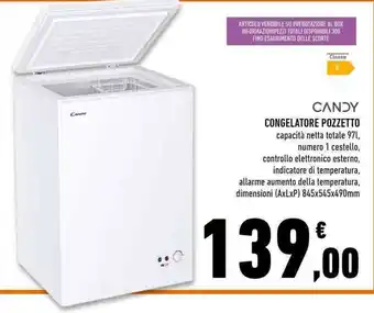 Conad Superstore CANDY congelatore pozzetto capacità netta totale 971, numero 1 cestello, controllo elettronico esterno, offerta