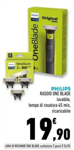 Conad Superstore PHILIPS Rasoio one blade lavabile, tempo di rasatura 45 min, ricaricabile offerta