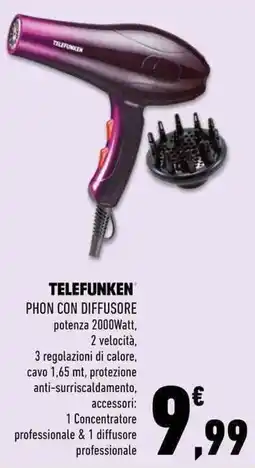 Conad Superstore TELEFUNKEN phon con diffusore potenza 2000watt, 2 velocità, offerta