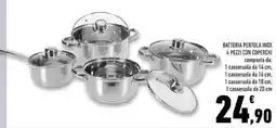 Conad Superstore Batteria pentola inox 4 pezzi con coperchi composta da 1 casseruola da offerta