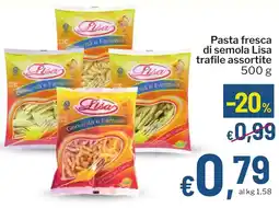 Qui Discount Pasta fresca di semola Lisa trafile assortite offerta