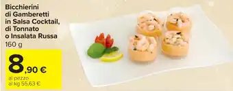 Bicchierini di Gamberetti in Salsa Cocktail, di Tonnato o Insalata Russa