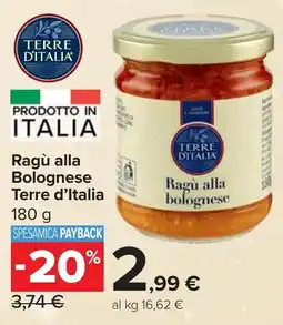 Carrefour Market Ragù alla Bolognese Terre d'Italia offerta