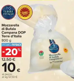 Carrefour Market Mozzarella di Bufala Campana DOP Terre d'Italia offerta