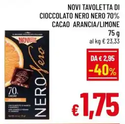 A&O Novi tavoletta di cioccolato nero nero 70% cacao arancia/limone offerta