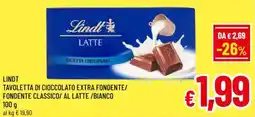 A&O Lindt tavoletta di cioccolato extra fondente/ fondente classico/ al latte /bianco offerta