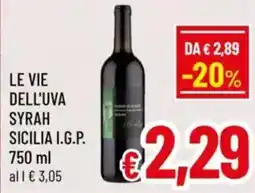 A&O Le vie dell'uva syrah sicilia I.G.P. offerta