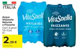 Carrefour Market Acqua Vitasnella Naturale o Frizzante offerta
