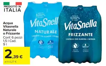 Acqua Vitasnella Naturale o Frizzante