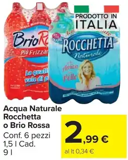 Carrefour Market Acqua Naturale Rocchetta o Brio Rossa offerta