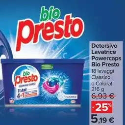 Carrefour Market Detersivo Lavatrice Powercaps Bio Presto offerta