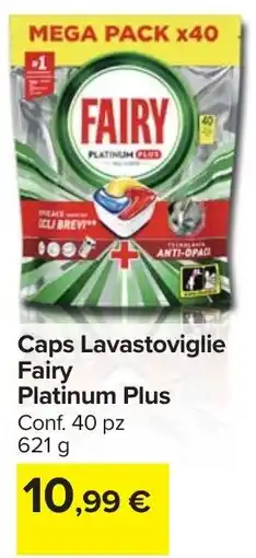 Carrefour Market Caps Lavastoviglie Fairy Platinum Plus offerta