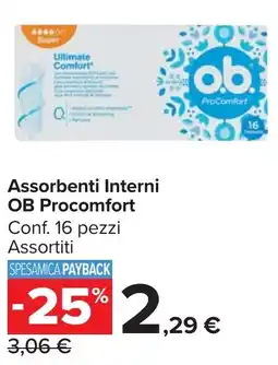 Carrefour Market Assorbenti Interni OB Procomfort offerta