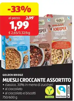 ALDI Golden bridge muesli croccante offerta