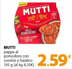 Famila Superstore MUTTI pappa al pomodoro con crostini e basilico offerta