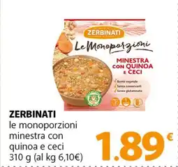 Famila Superstore ZERBINATI le monoporzioni minestra con quinoa e ceci offerta