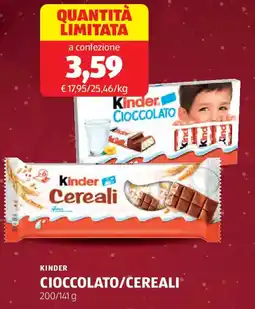 ALDI Kinder cioccolato/cereali offerta