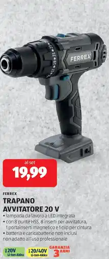 ALDI Ferrex trapano avvitatore 20 V offerta