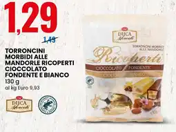 Eurospin Duca moscati torroncini morbidi alle mandorle ricoperti cioccolato fondente e bianco offerta