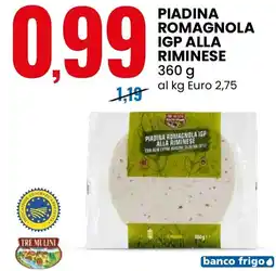 Eurospin Tre mulini piadina romagnola igp alla riminese offerta