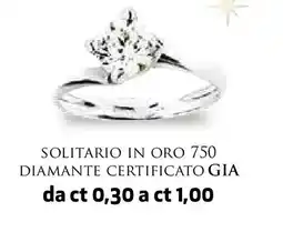 Ipercoop Solitario in oro 750 diamante certificato gia offerta