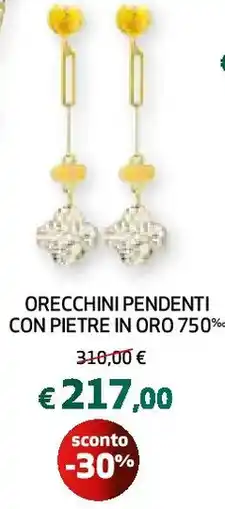 Ipercoop Orecchini pendenti con pietre in oro 750% offerta
