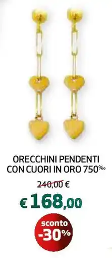 Ipercoop Orecchini pendenti con cuori in oro 750% offerta