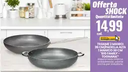 Eurospin Tegame 2 manici 36 cm/padella alta 1 manico 36 cm big family TOGNANA offerta