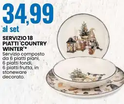 Eurospin Servizio 18 piatti country winter offerta