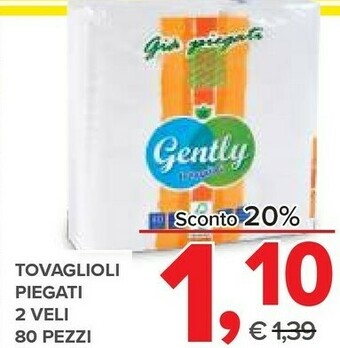 Todis Gently tovaglioli piegati 2 veli offerta
