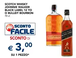 Esselunga Scotch whisky johnnie walker black label 12 yo o bulleit bourbon offerta