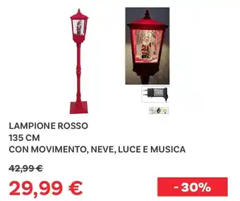 Lampione rosso con movimento, neve, luce e musica
