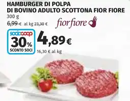 Coop Hamburger di polpa di bovino adulto scottona FIOR FIORE offerta