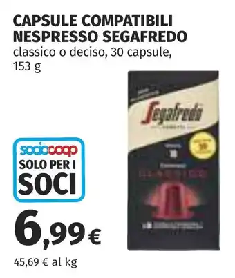 Coop Capsule compatibili nespresso SEGAFREDO offerta