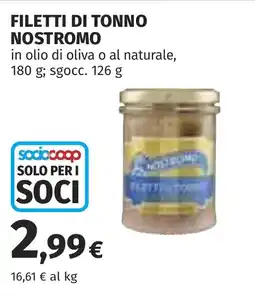 Coop Filetti di tonno nostromo in olio di oliva o al naturale offerta